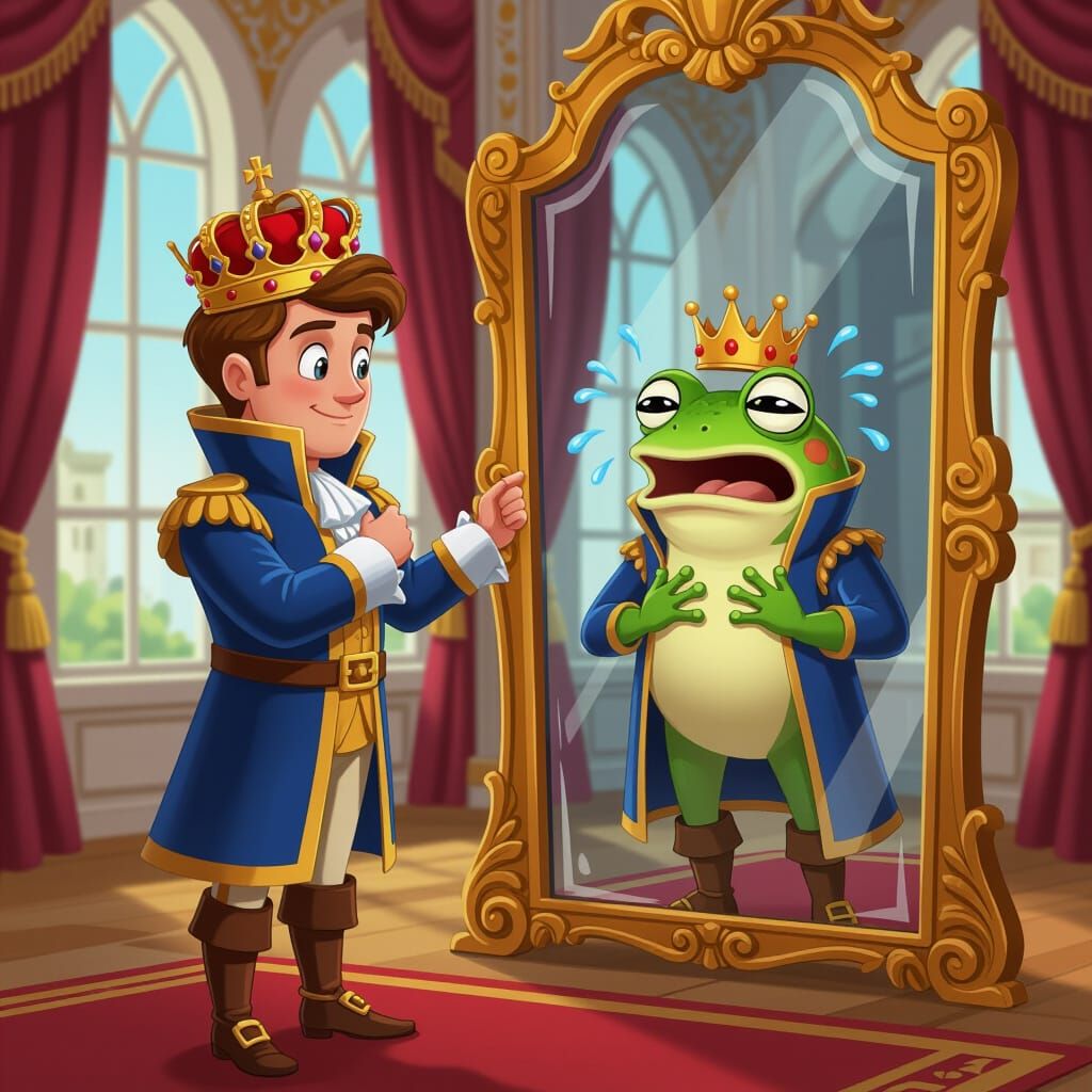 Cartoon Prince Mirror Reveals a Frog