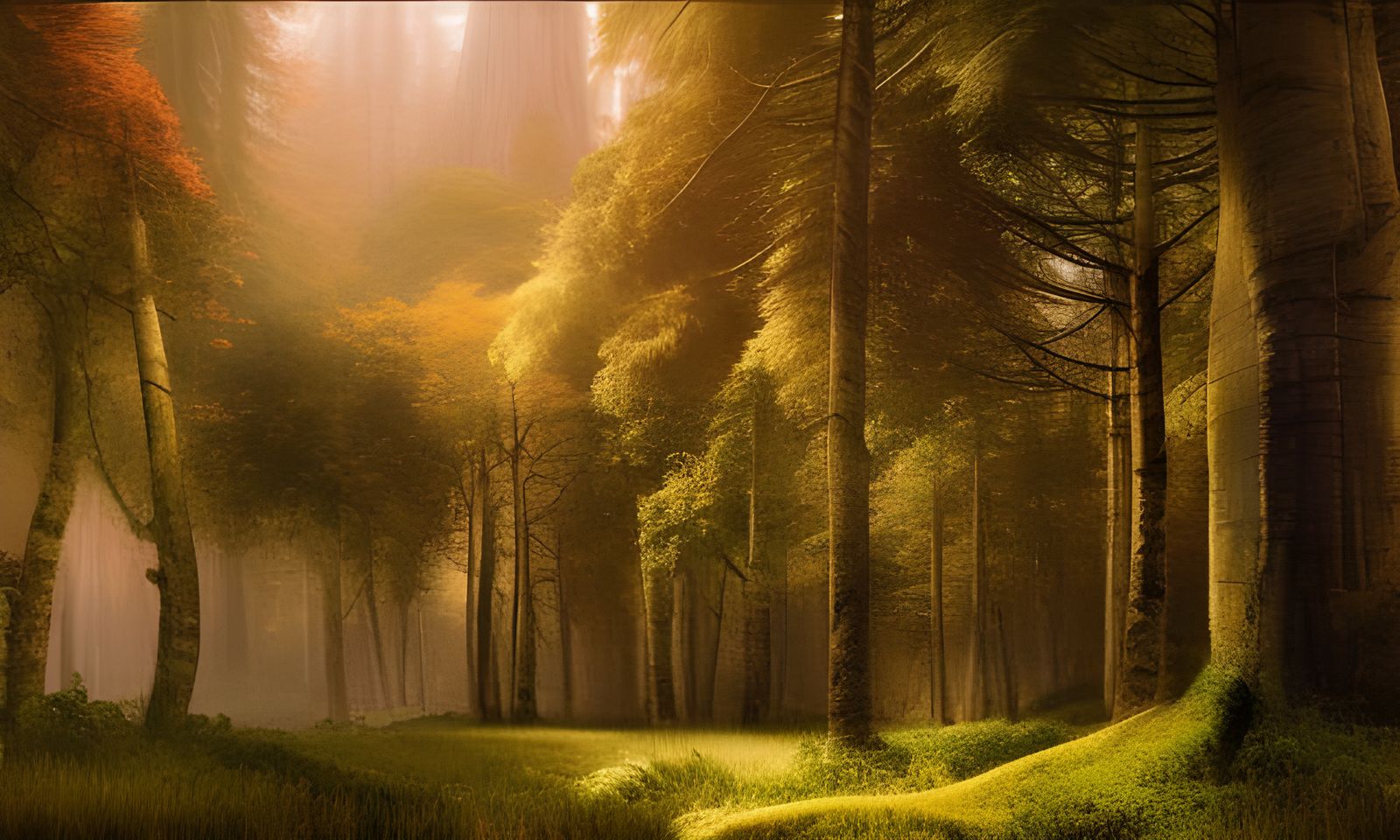 Vivid Forest Landscape with Sunbeams