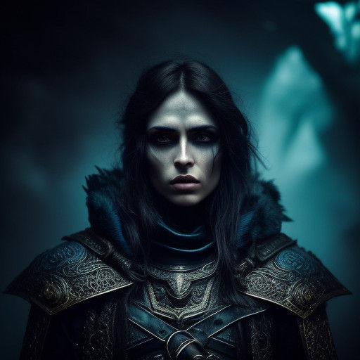 Dark Fantasy Warrior in Electric Blue Armor