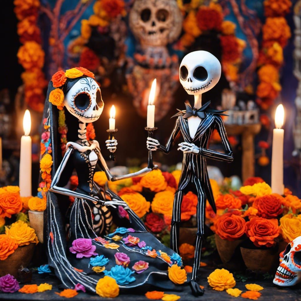 Jack and Sally Celebrate Día de Muertos