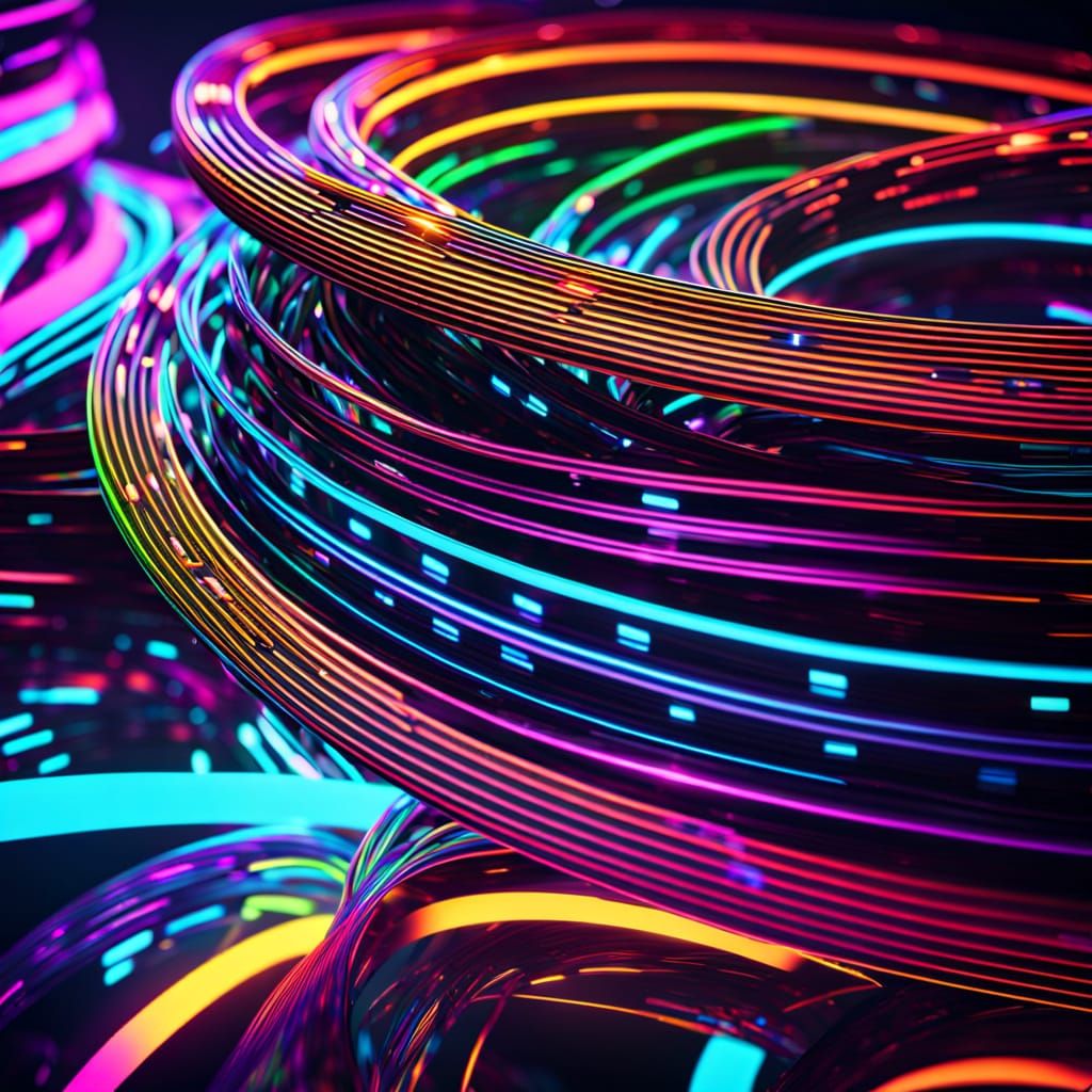 Vibrant Slinky in Motion: Abstract Digital Art