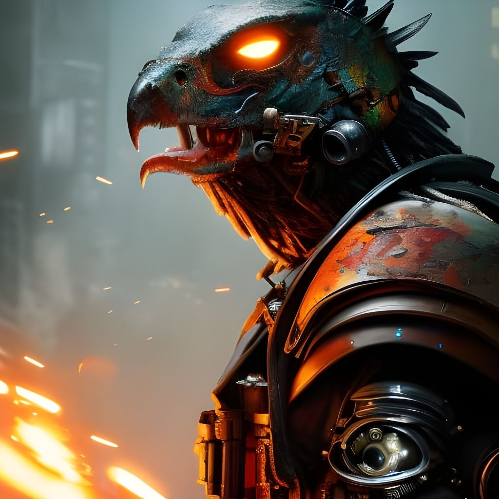 Zombie Parrot Robot in Coolpunk Voodoo Style