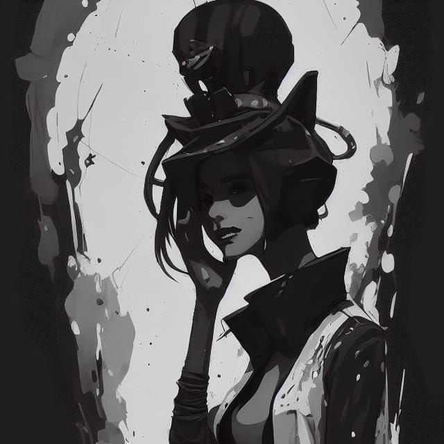 Victoria Portrait in Black and White Drawing Style