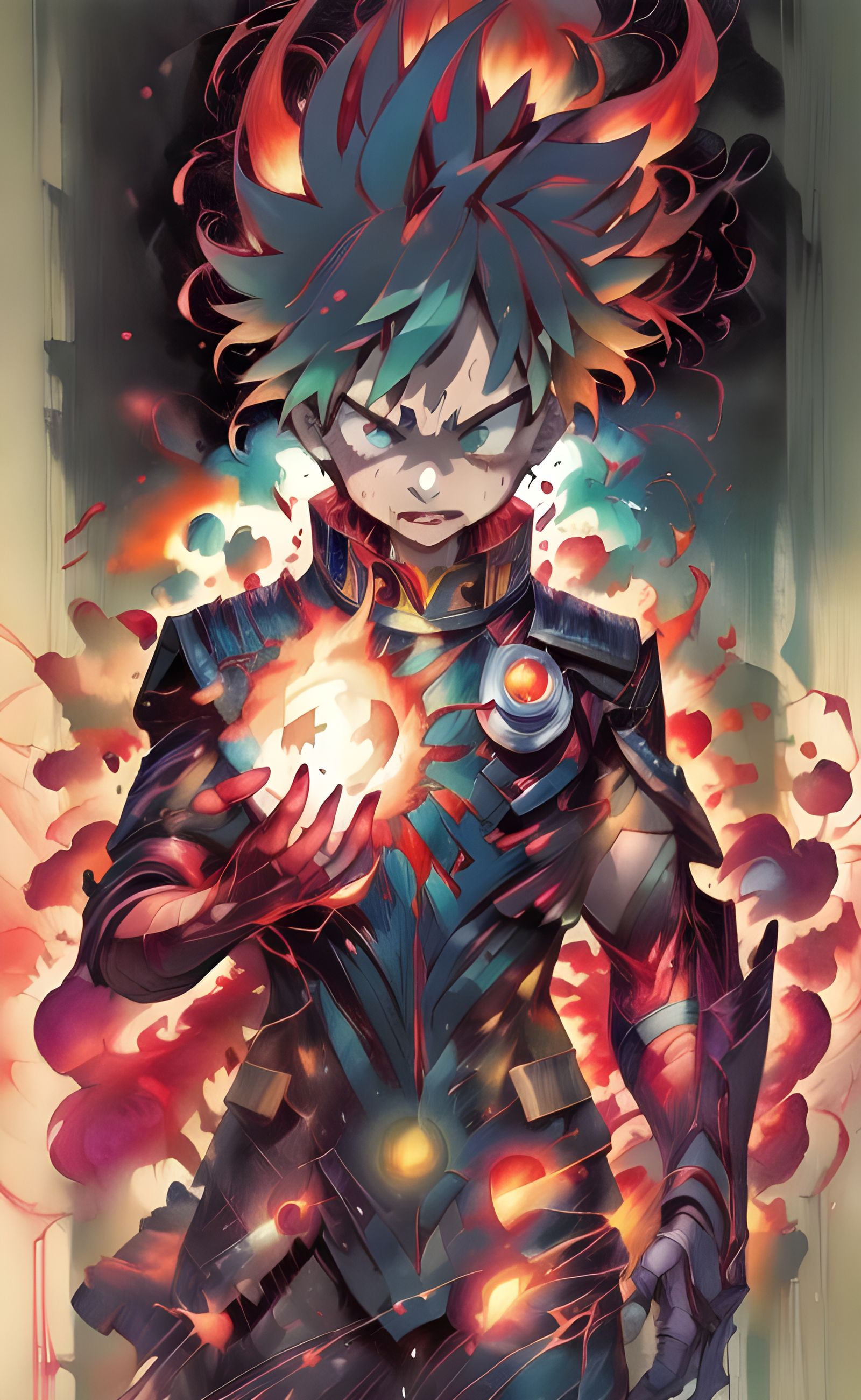 Explosive Bakugo Watercolor Illustration