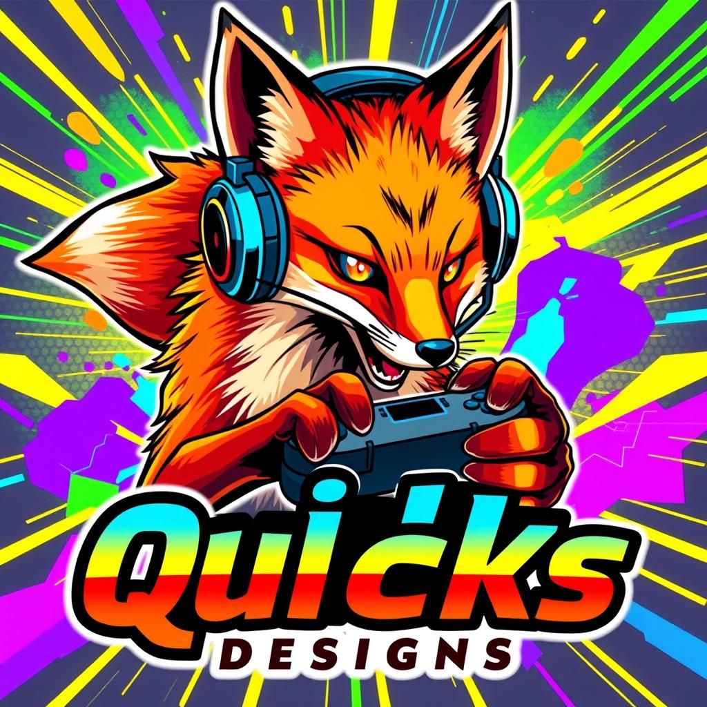 Dynamic Fox Gaming Logo in Anime Sci-Fi Style