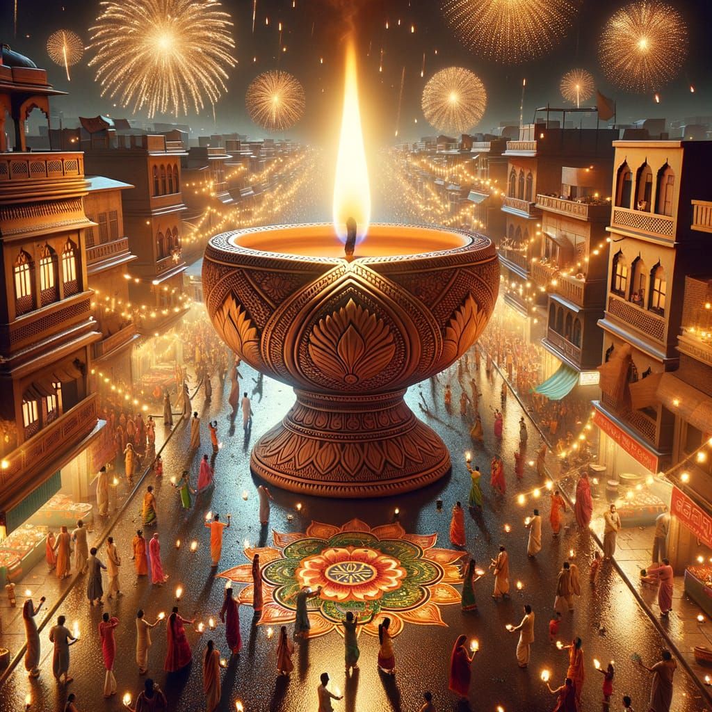 Giant Diwali Diya Illuminates Ayodhya Streets