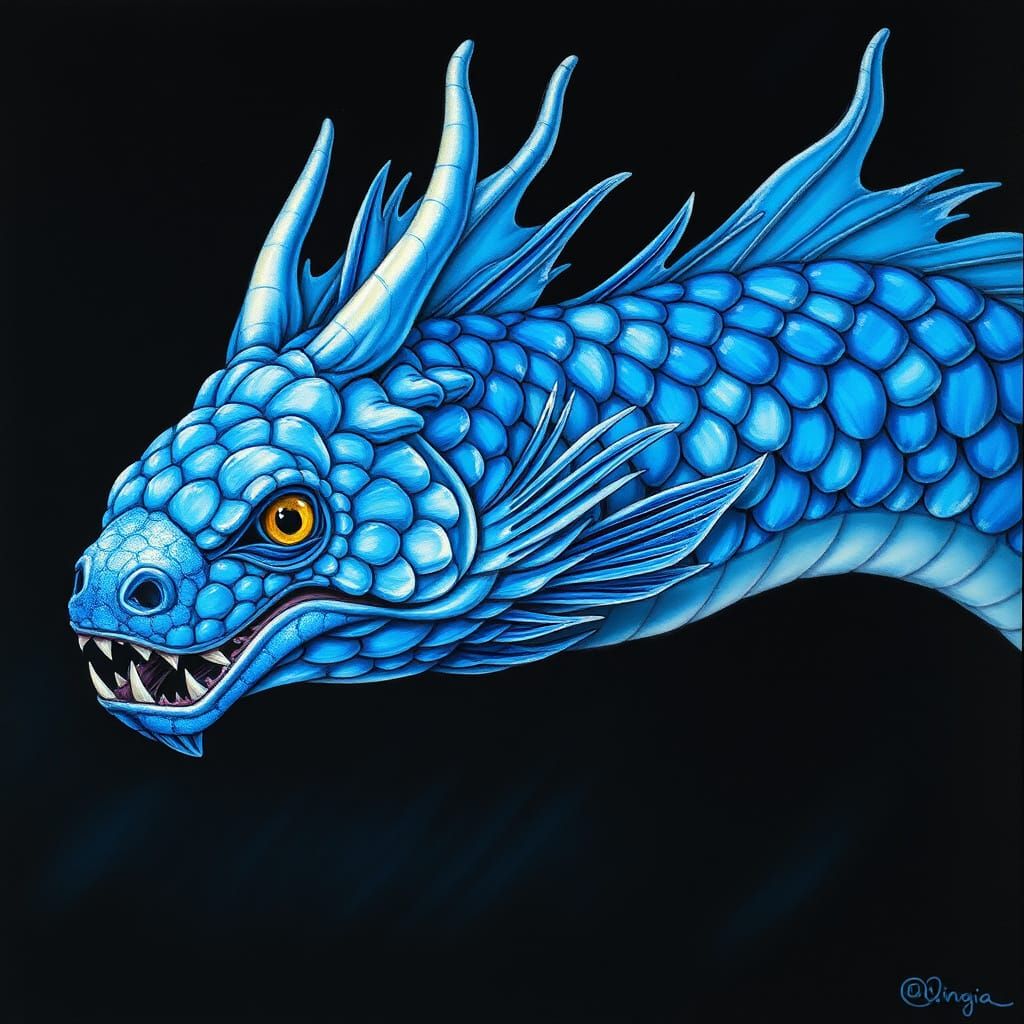 Iridescent Wyrm in Stained Glass Hues