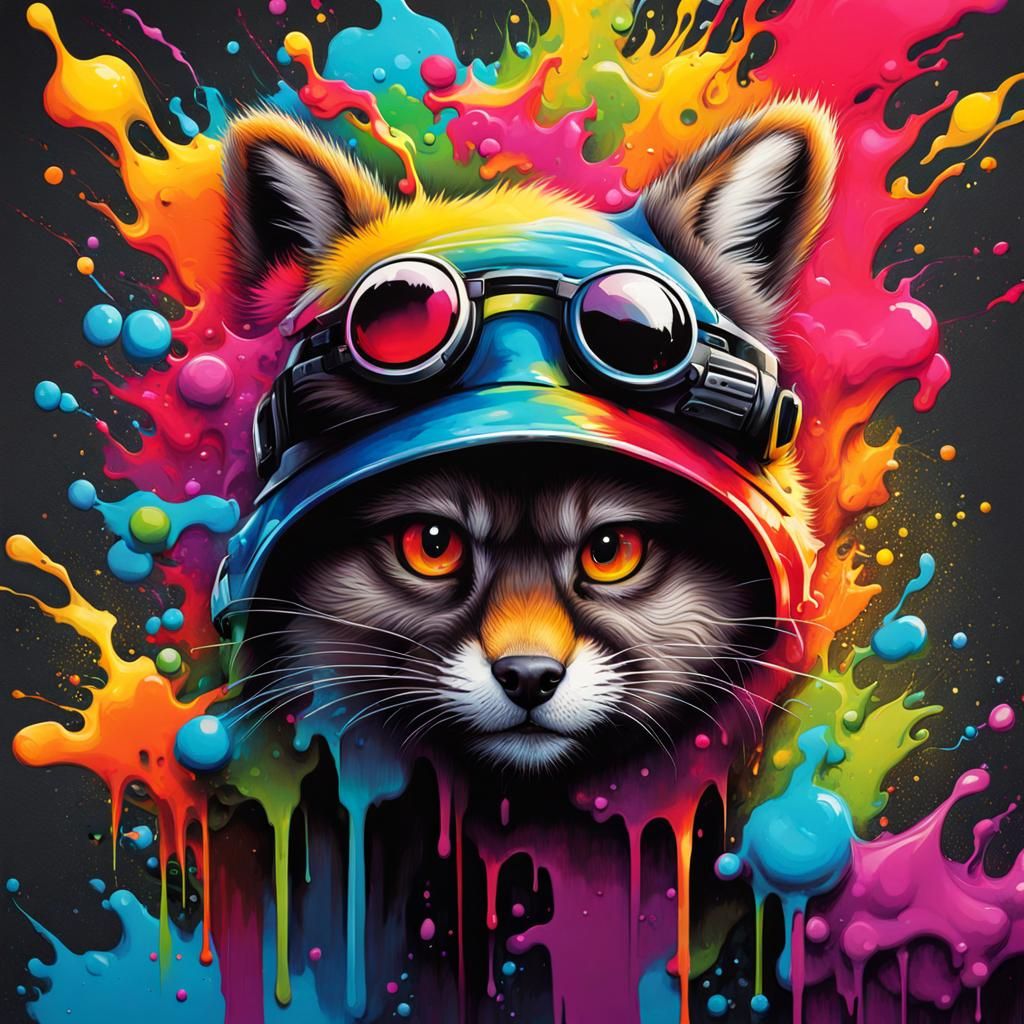 Colorful Furry Graffiti Street Art in Splash Style