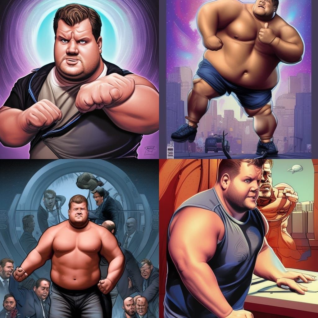 Muscular James Corden in Comic Book Art