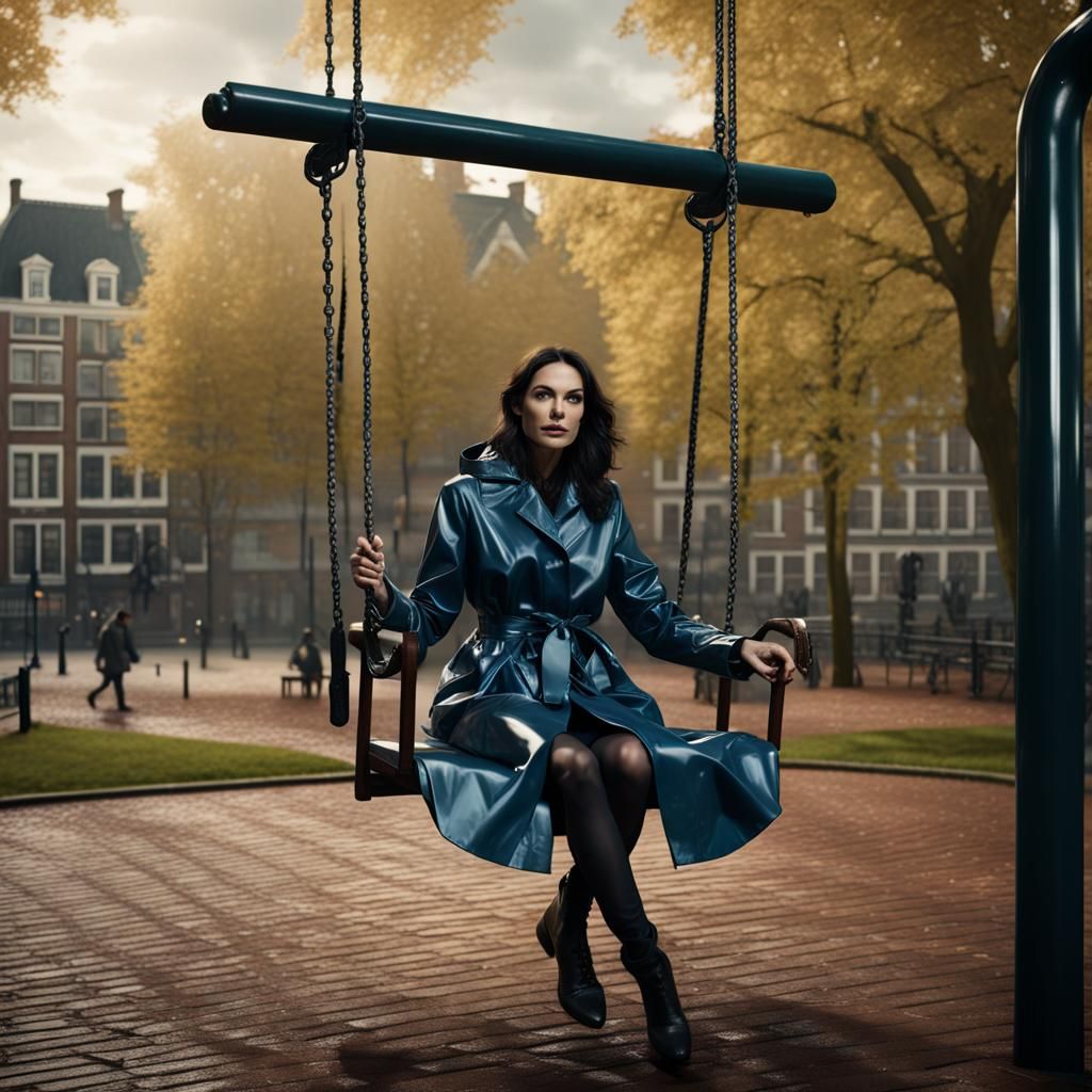 Famke Janssen on a Swing: Detailed Matte Painting