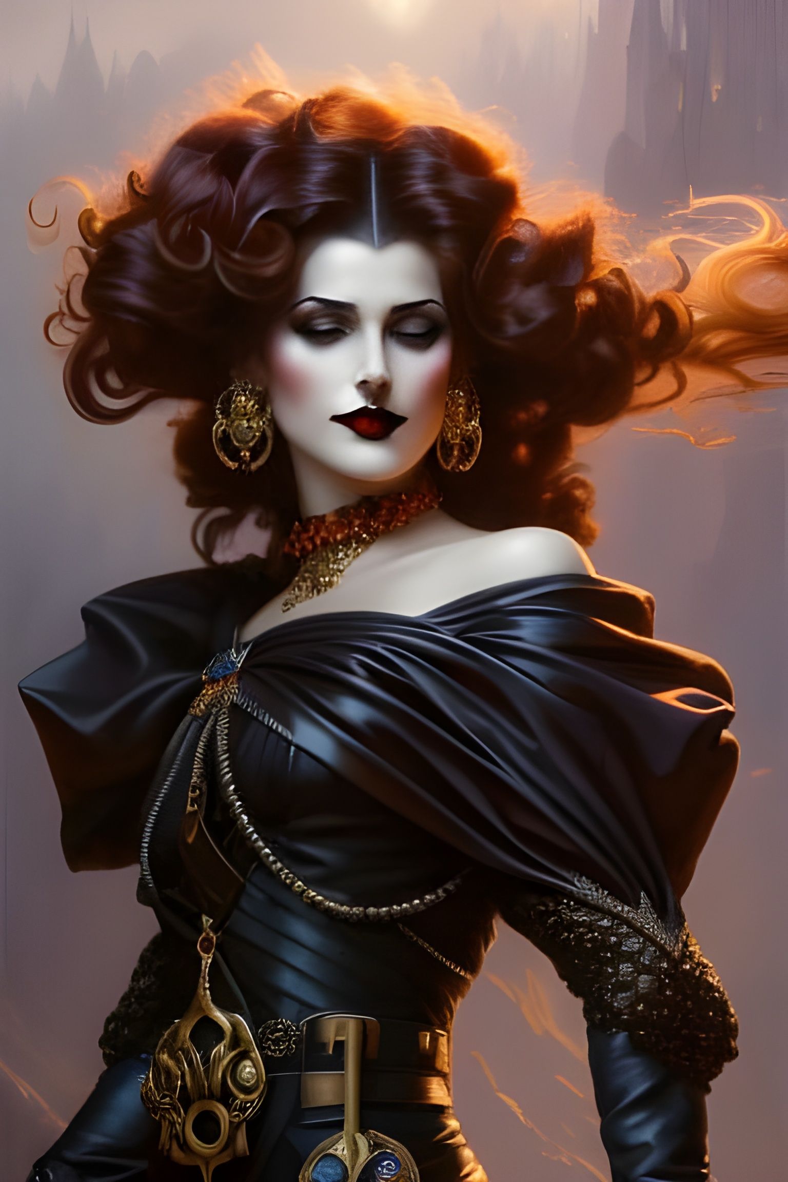 Auburn Goth Princess in Art Nouveau Style