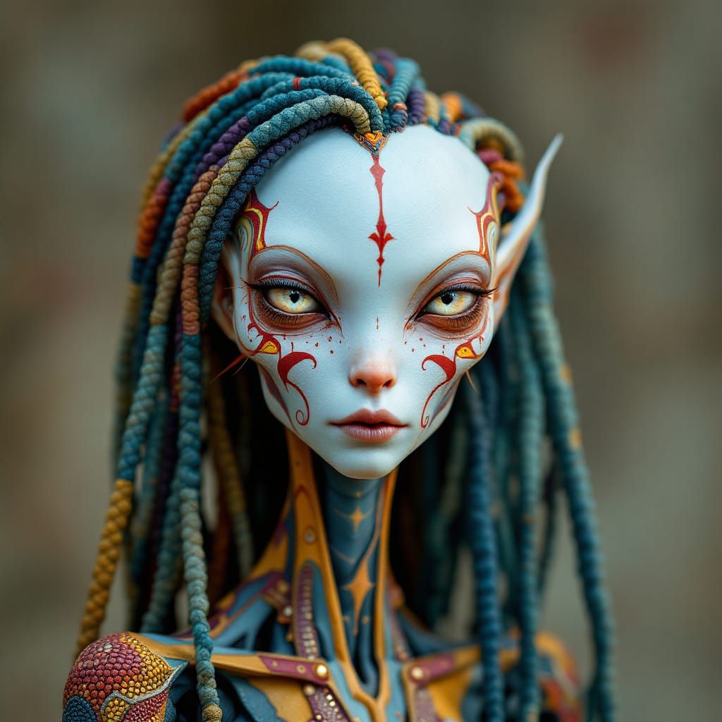 Elegant Blue Alien Woman with Striking Features