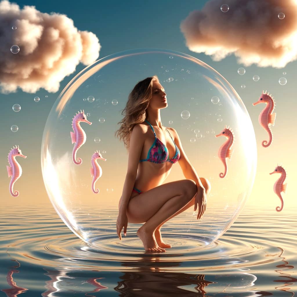 A Radiant Woman in a Dreamy Oceanic Oasis