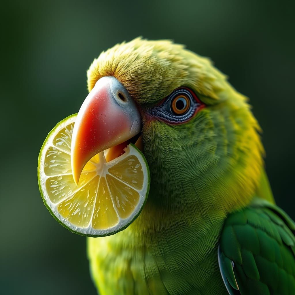 Rosella Bird with Lime: Photorealistic Concept Art