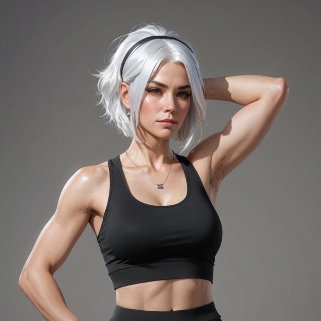 Intricate Portrait of Woman with White Hair