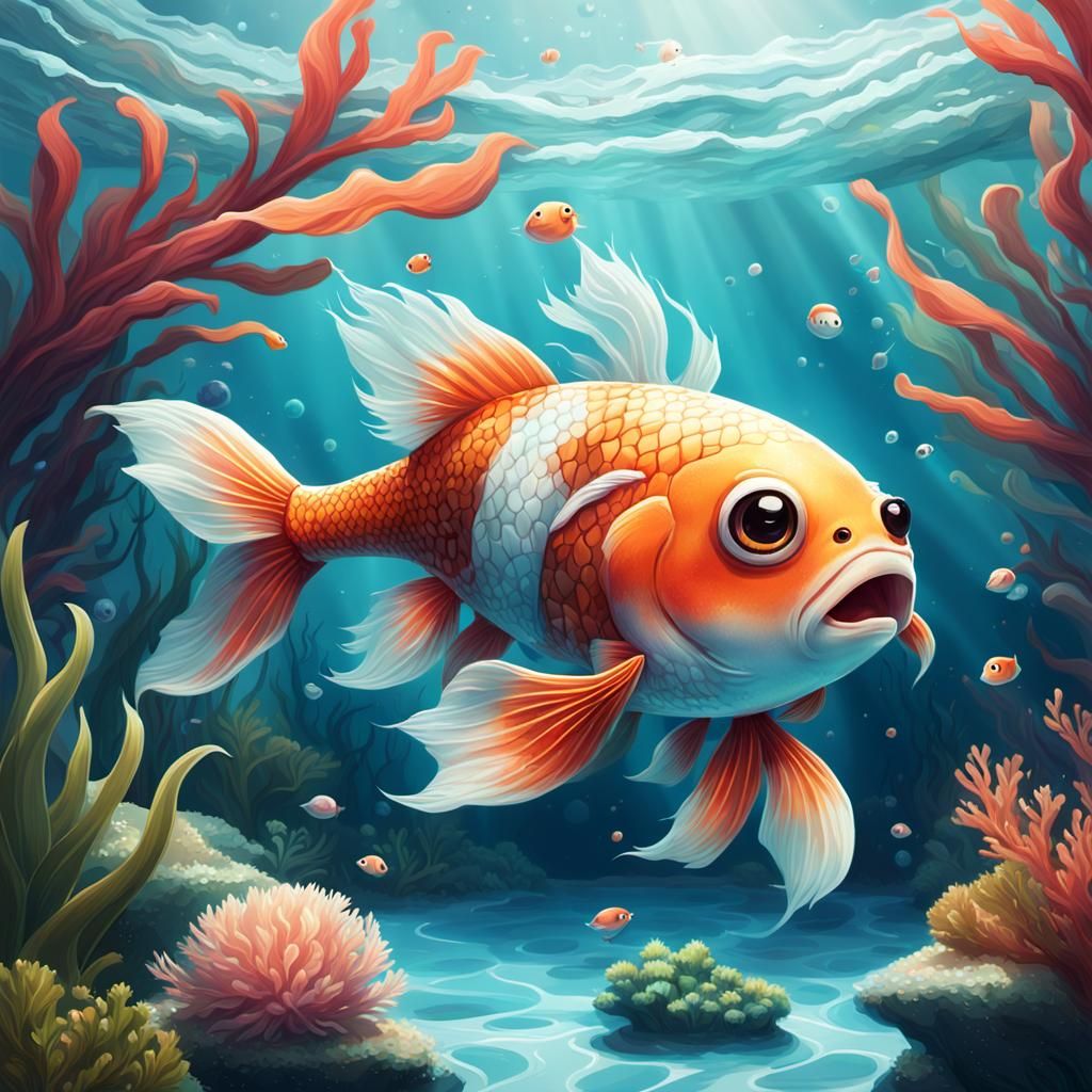 Koi Fish Competes in Olympics: 3D Digital Art