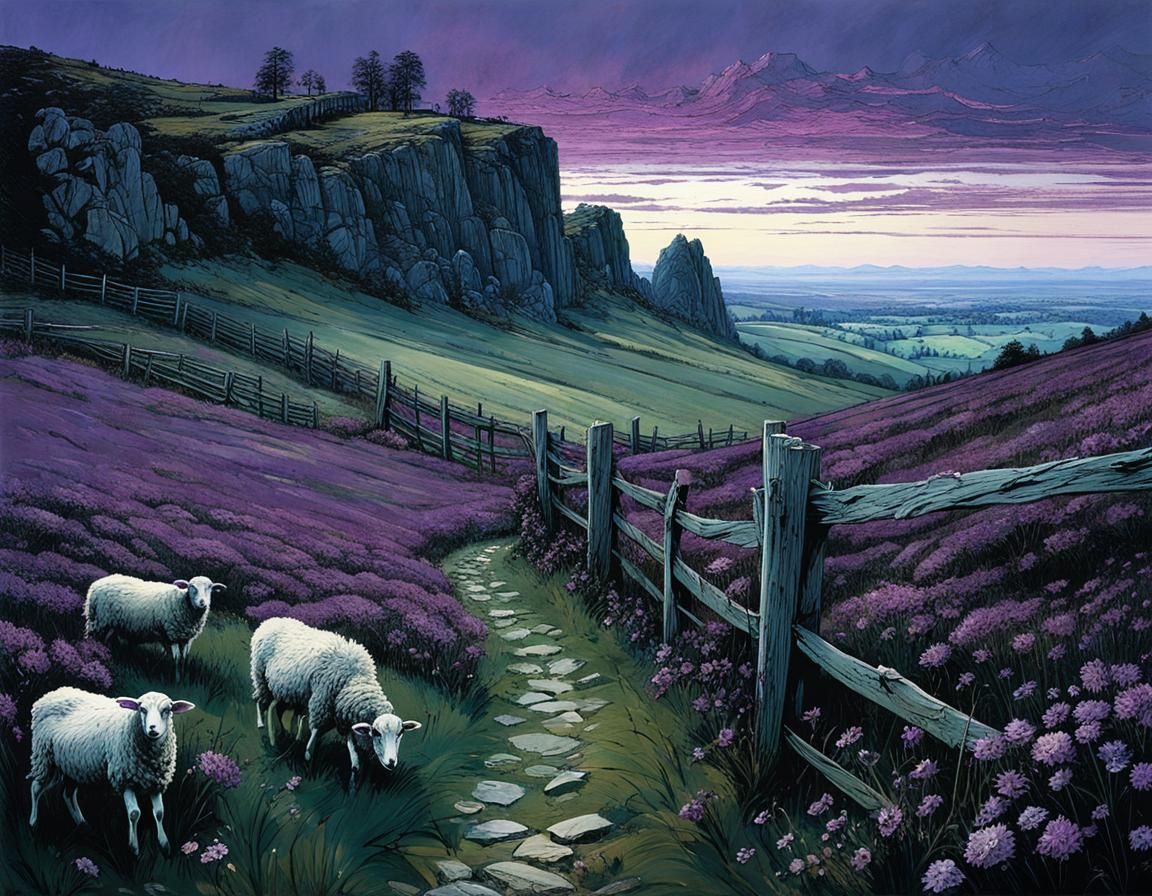 Blooming Meadows: A Romanticism-Inspired Landscape