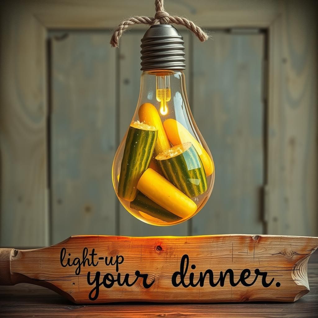 Lamp Bulb Overflowing with Pickled Cucumbers