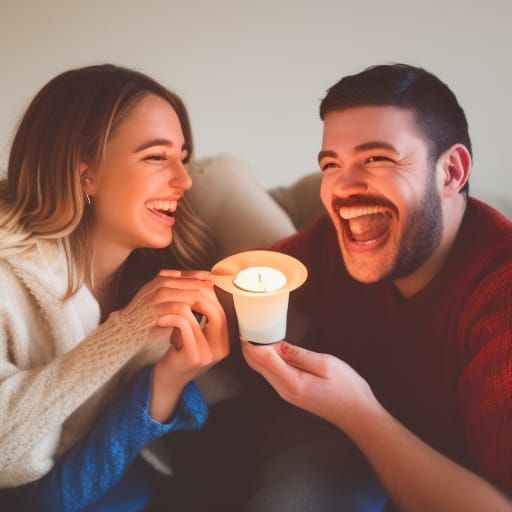 Friends Share a Laugh in Warm Candlelight