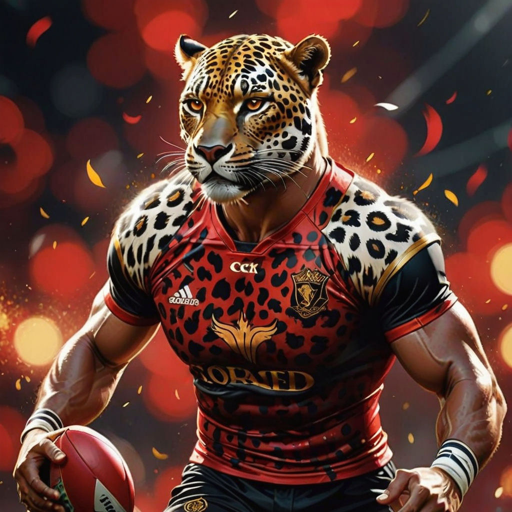 Leopard Kit Rugby Player in Vibrant Digital Art