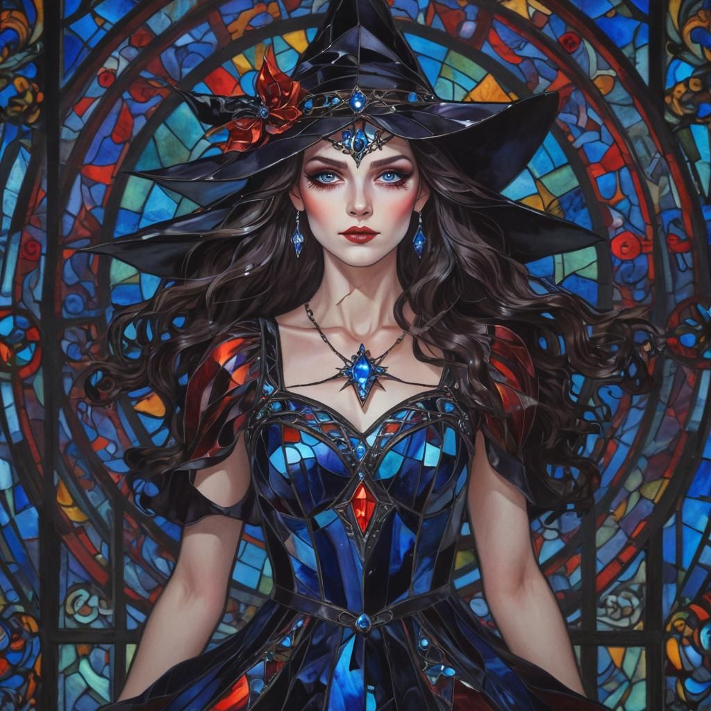 Stained Glass Witch on Fashion Runway