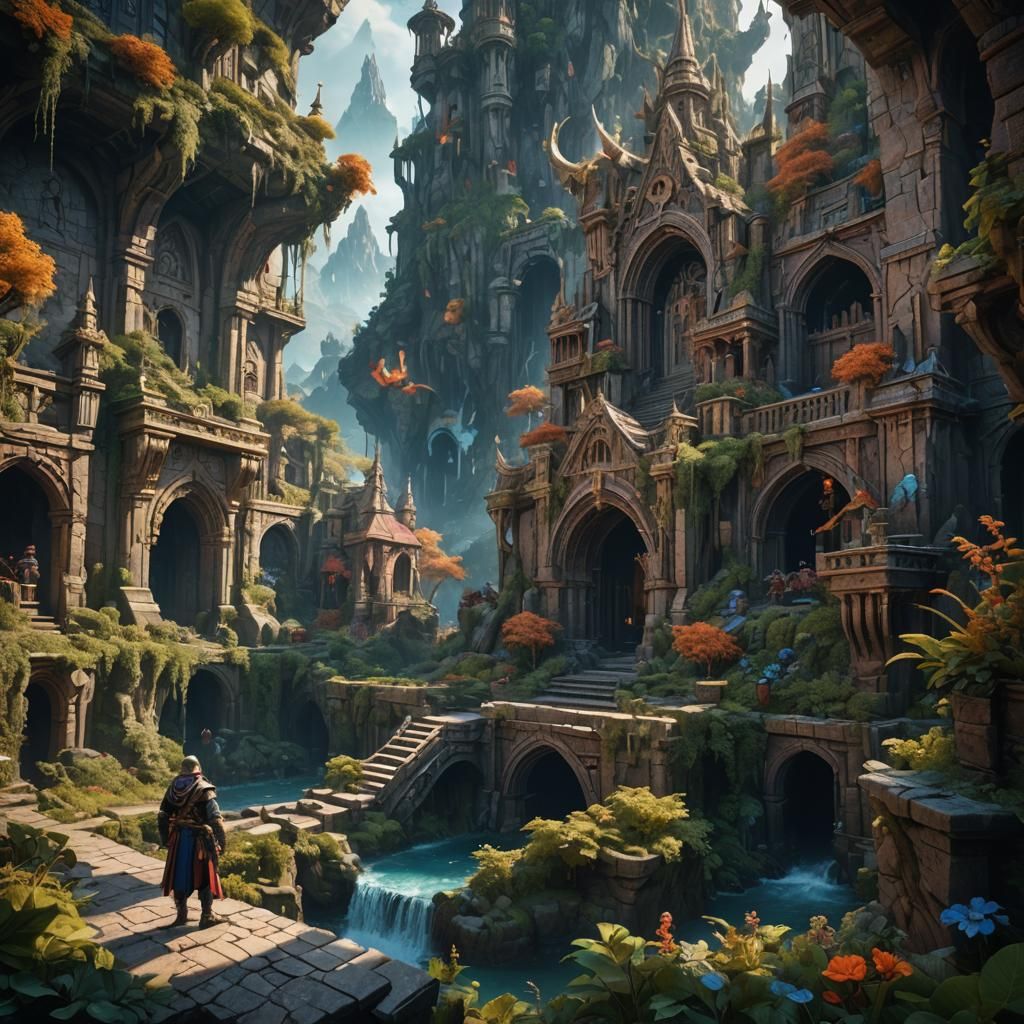 Fantastical Detailed Matte Painting in Deep Color