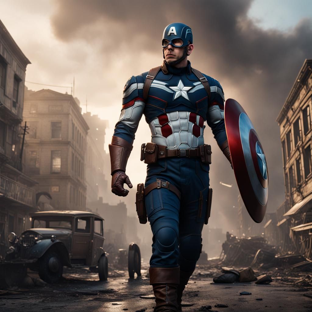 Detailed Matte Painting of Captain America
