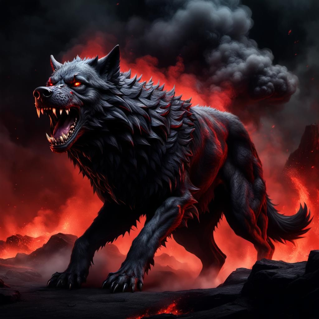 Sinister Dire Wolf with Glowing Eyes
