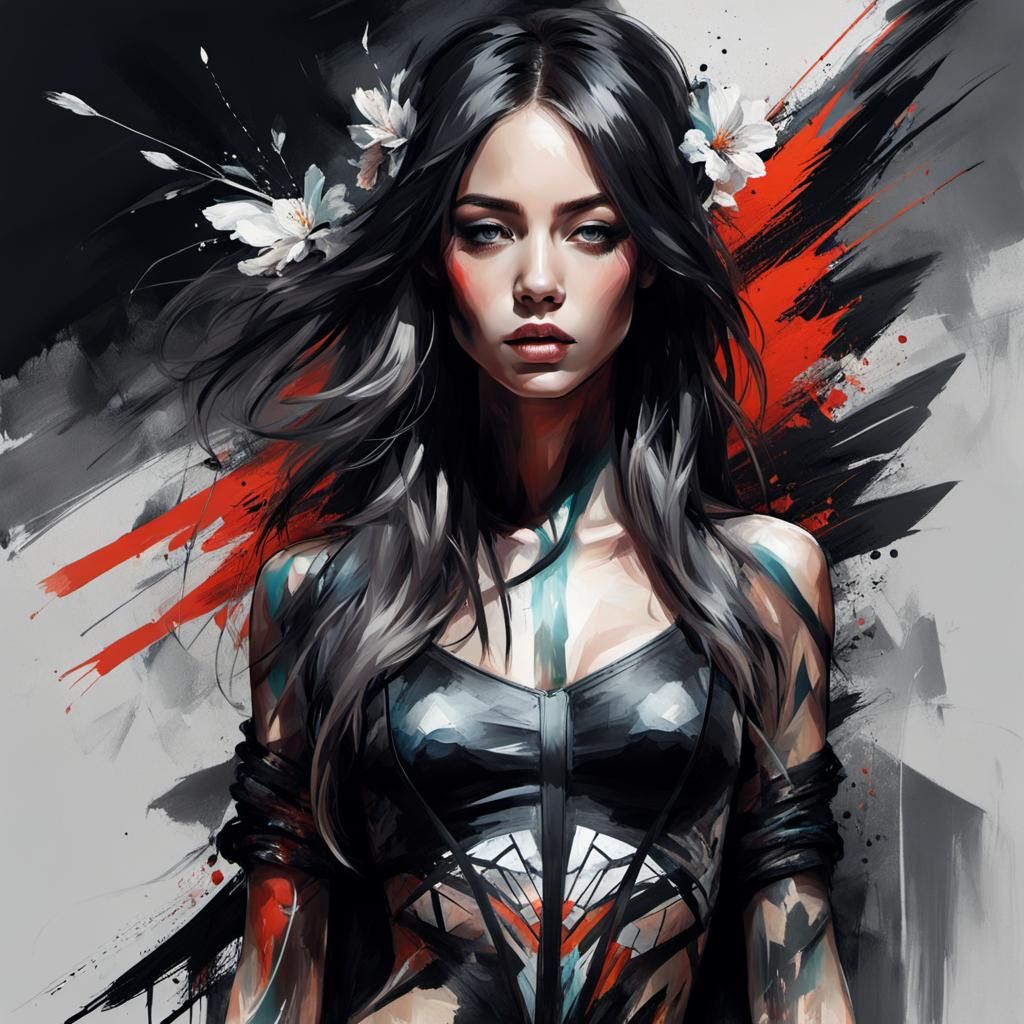 Detailed Body Paint Illustration of a Woman