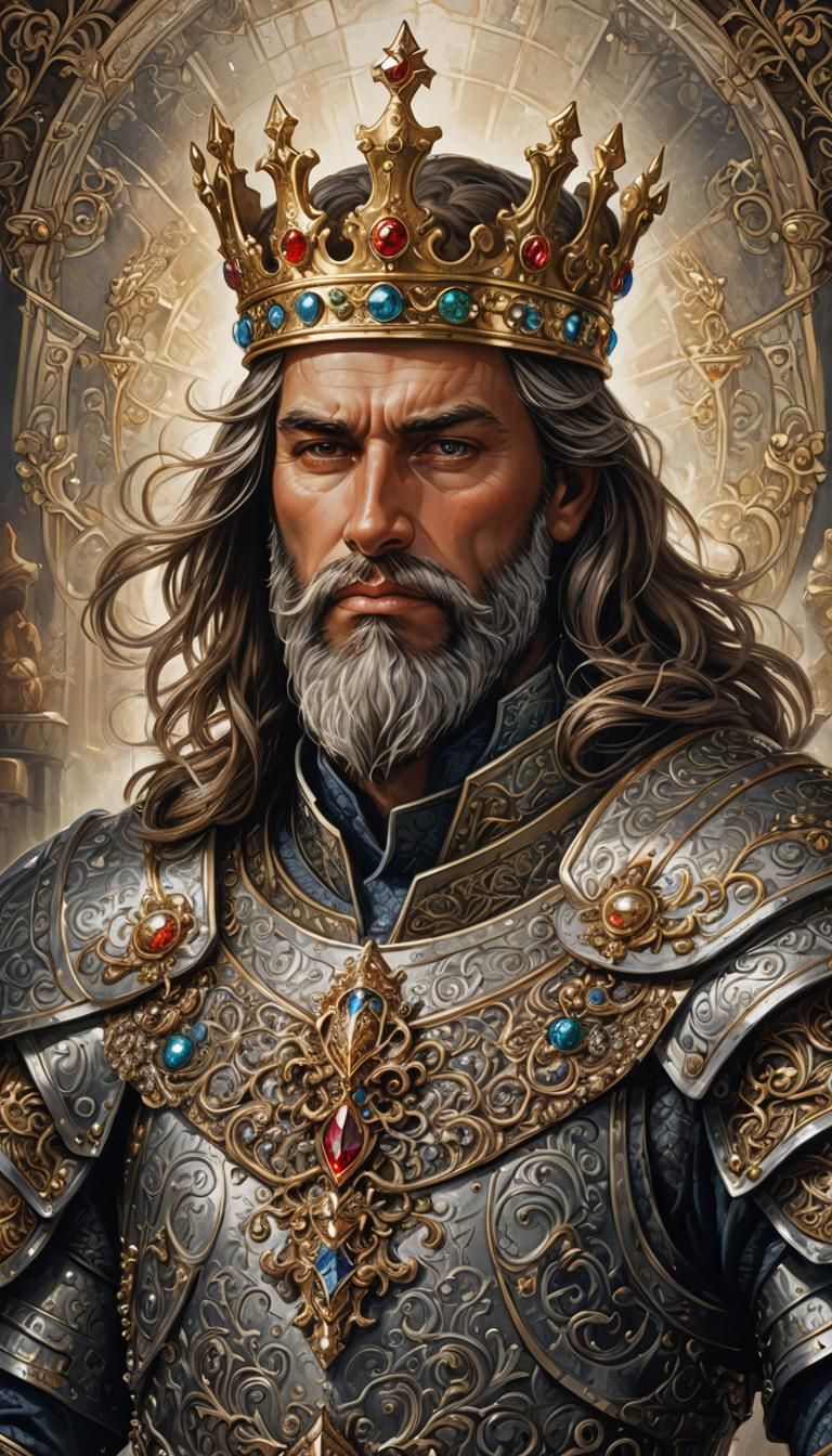 Regal King Knight with Majestic Crown and Armor