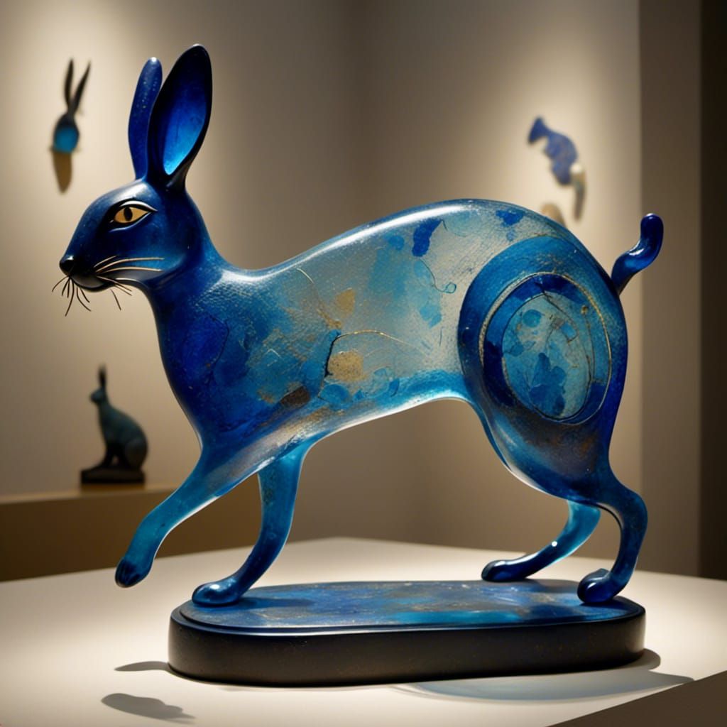 Rabbit in Motion: Folk Art Inspired Digital Image