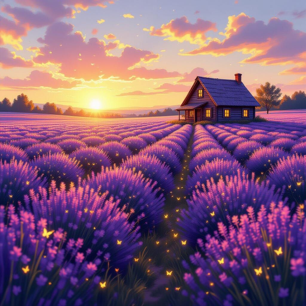 Endless Lavender Fields in Magical Realism Style