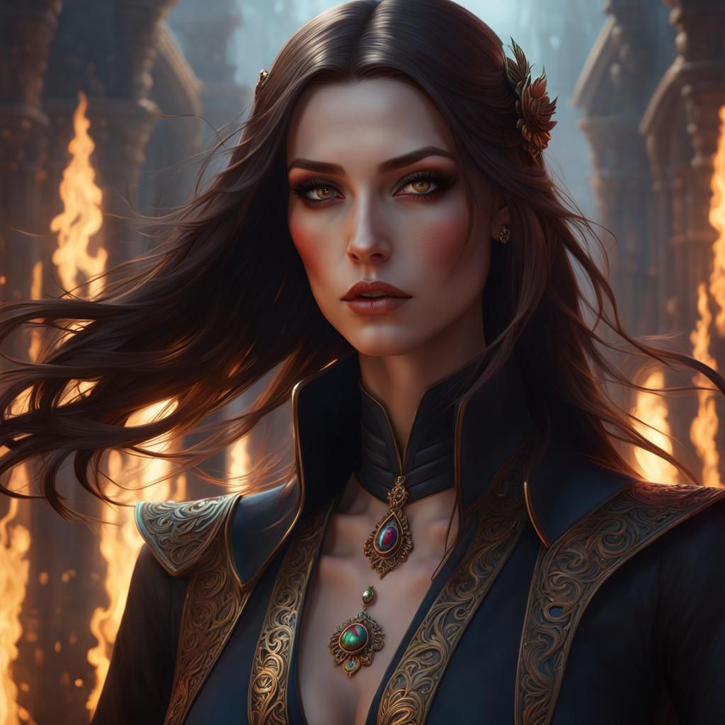 Vampire Alchemist Portrait in Art Nouveau Style