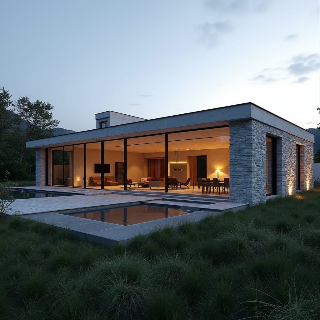 Modern Single-Story Villa with Natural Landscape