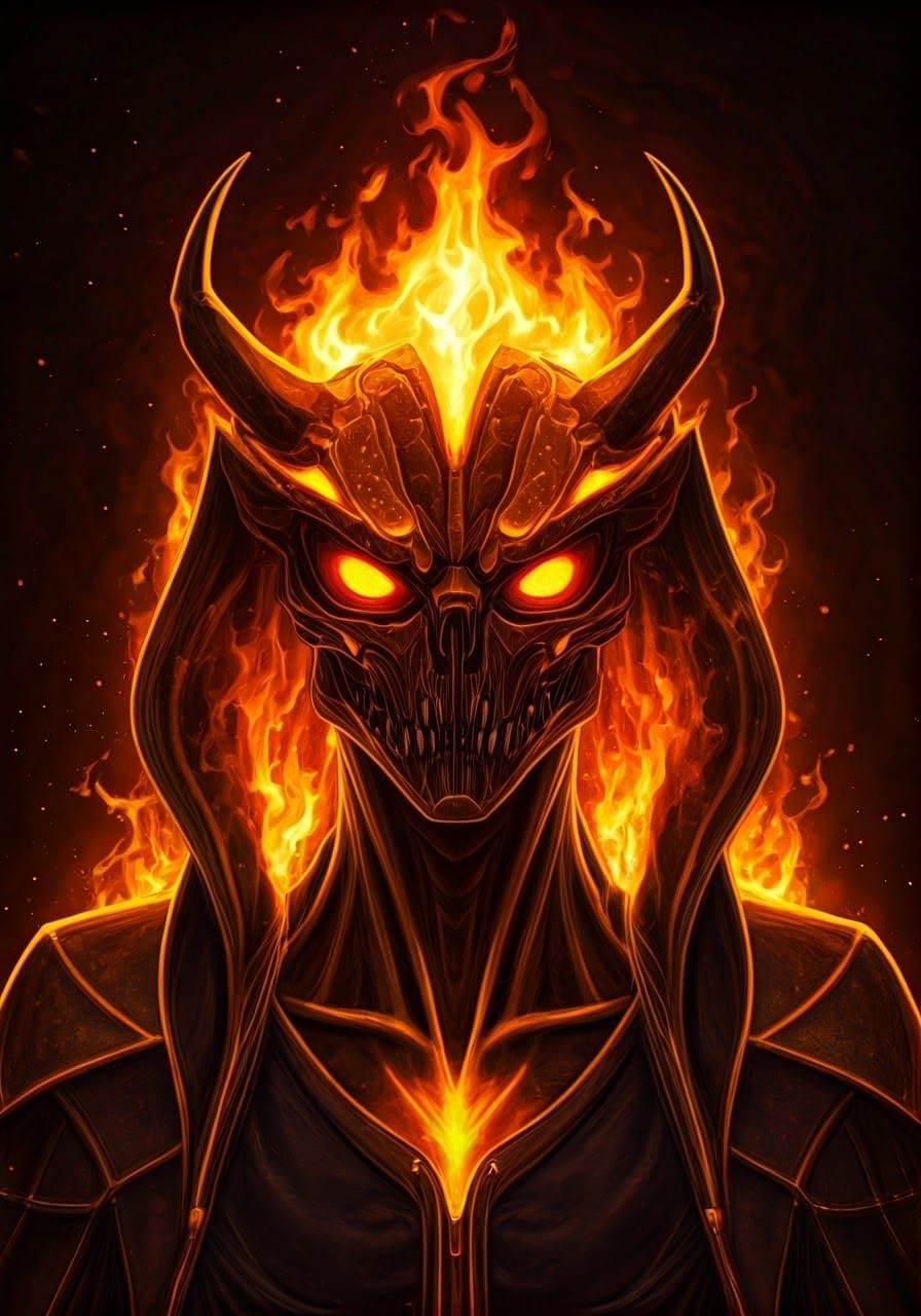 Fiery Avatar in Alcohol Ink Style