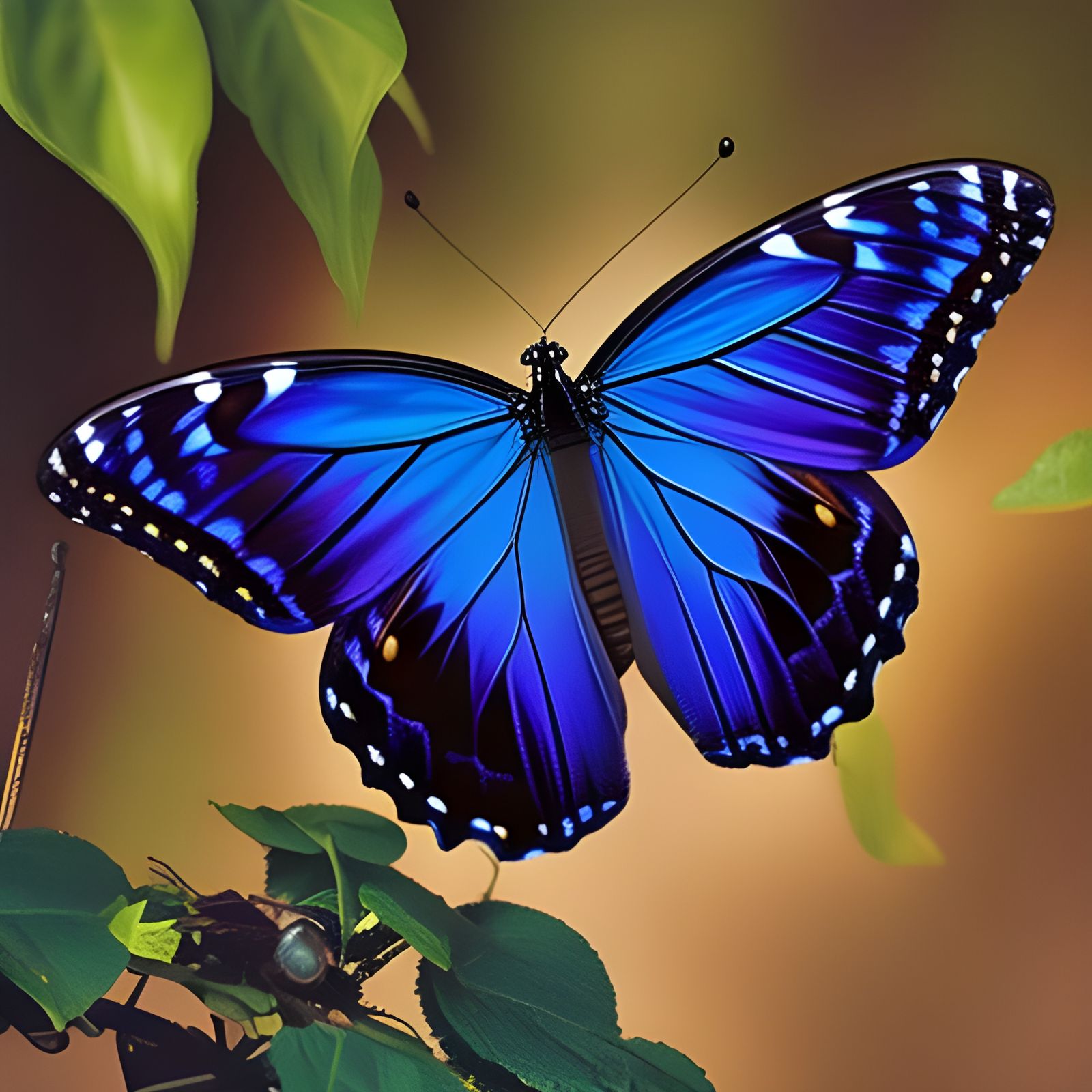 Blue Morpho Butterfly in Comic Book Style