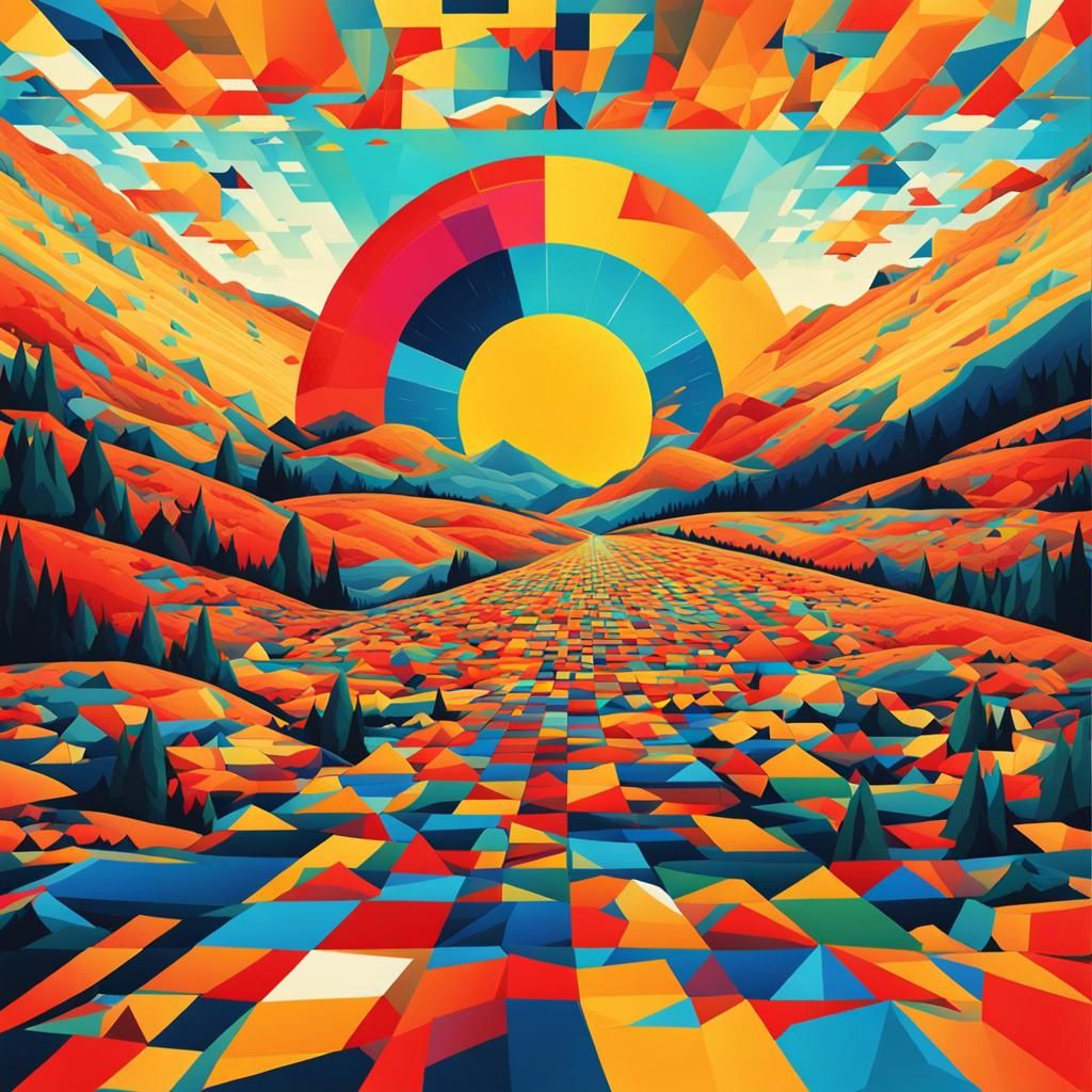 Pop Art Landscape in Impasto Technique