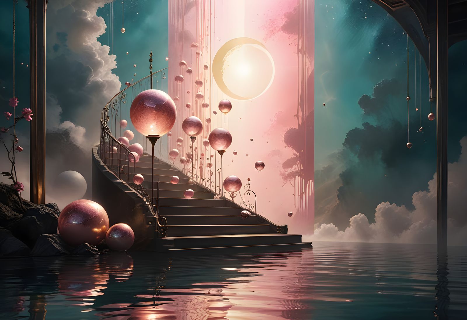 Ethereal Staircase Ascending in Shadow-Light