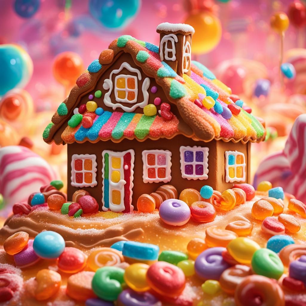 Whimsical Candy House in Sugary Landscape
