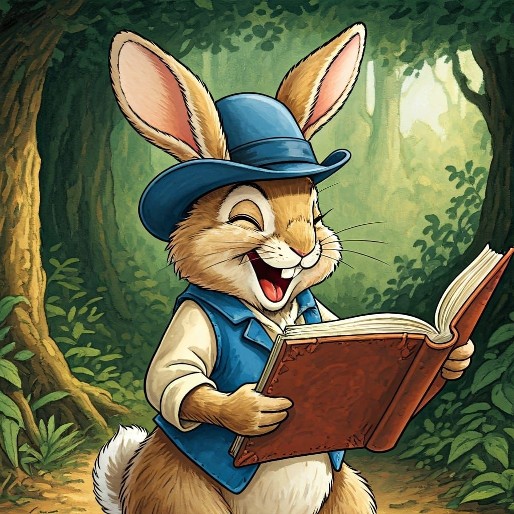Br'er Rabbit Reading His Adventures