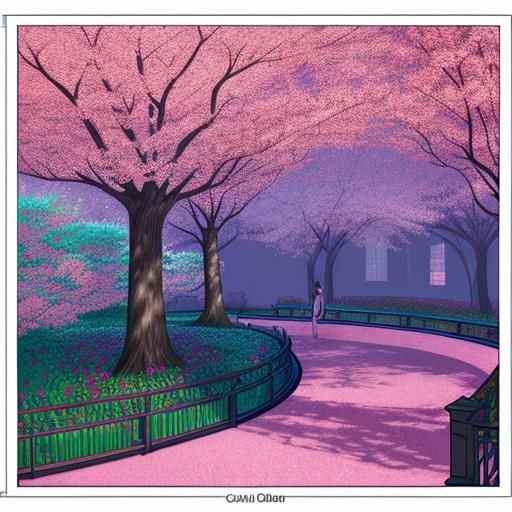 Romantic Anime Lovers Embrace in Cherry Blossom Park