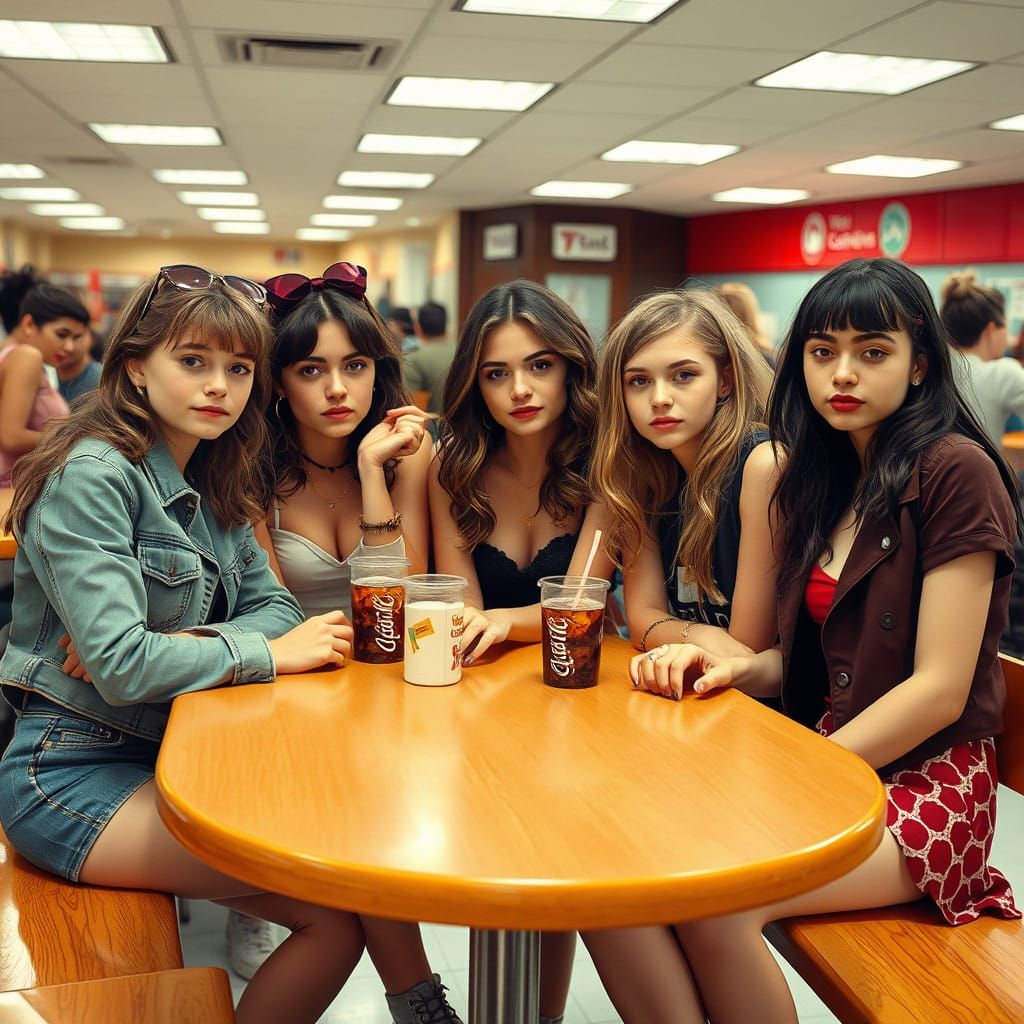 Teenage Girls Exude Exclusivity at High School Cafeteria