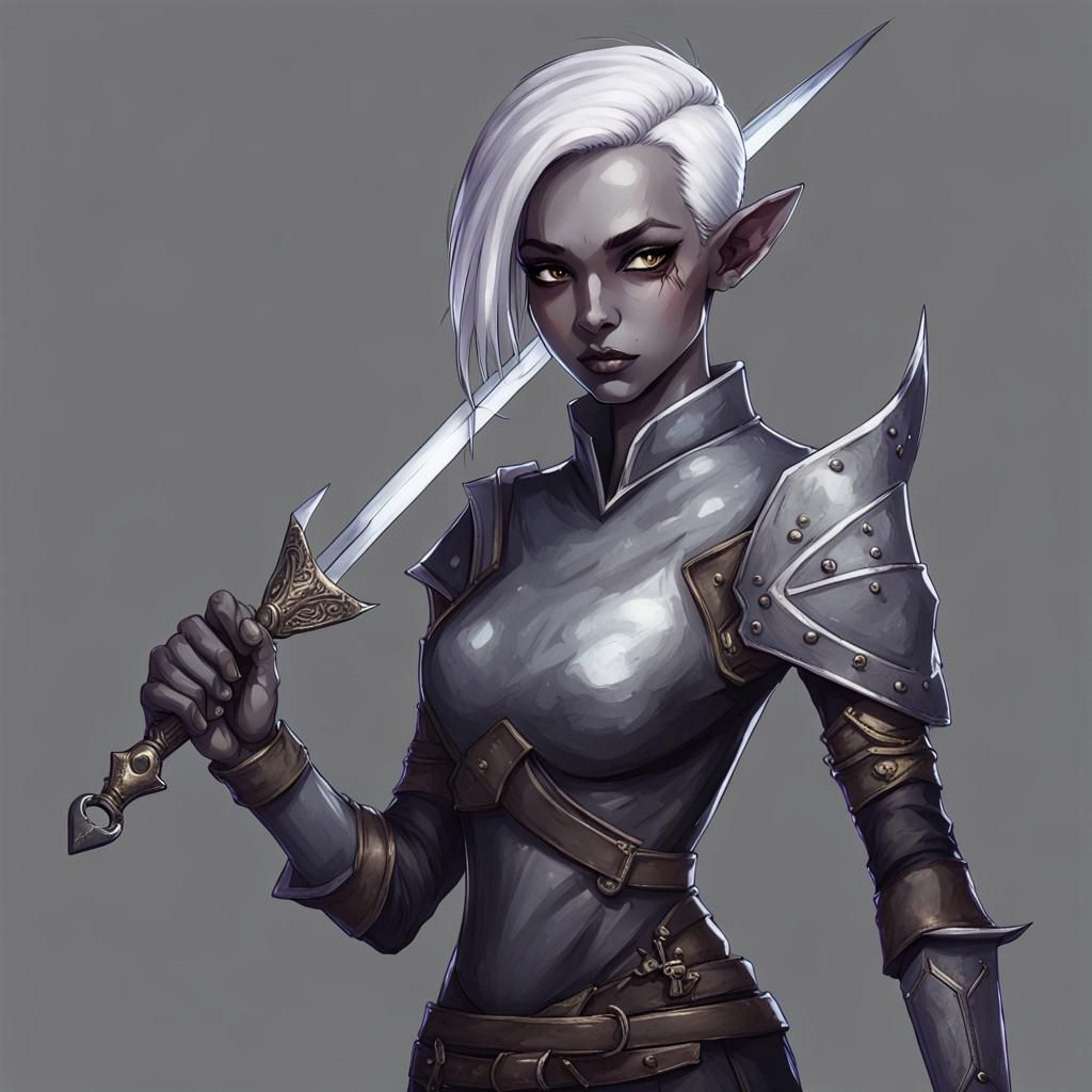 Dark Elf Wielding Magic and Sword