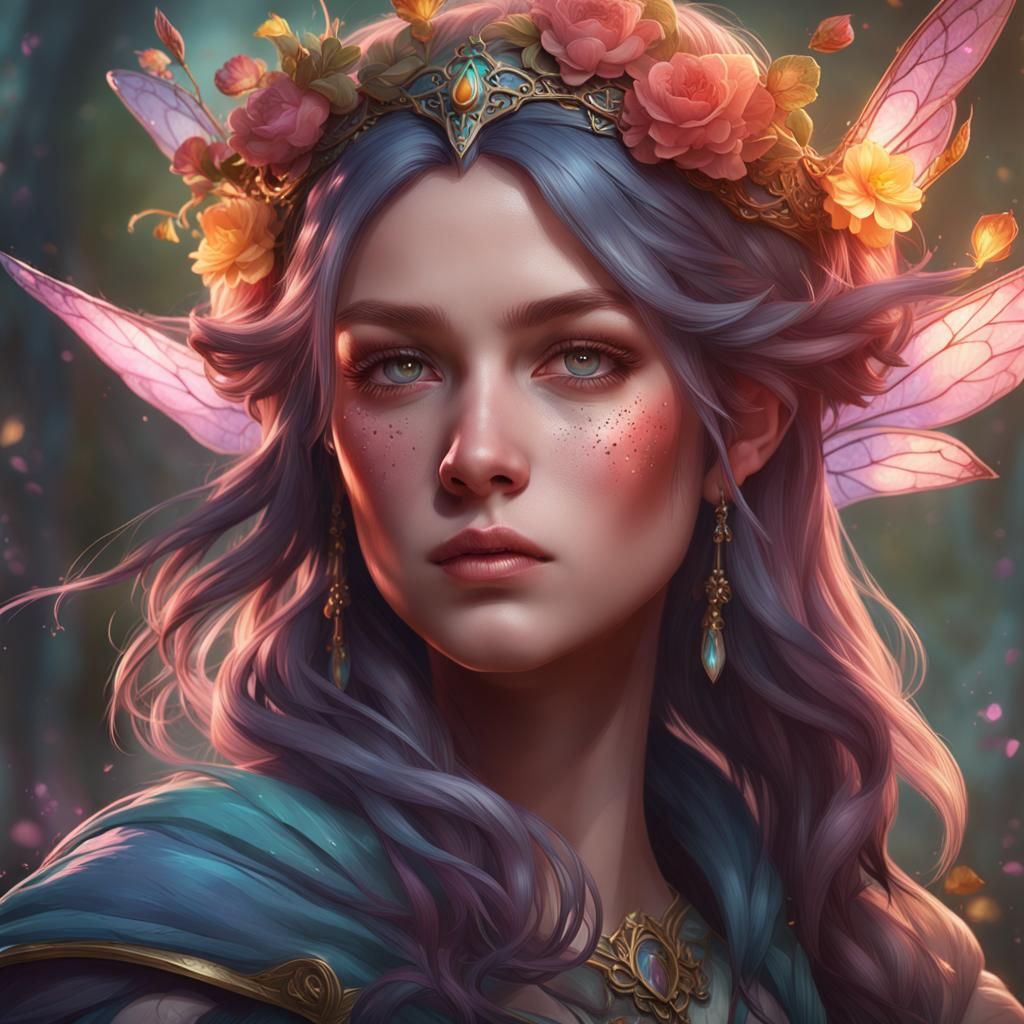 Fairy Witch Princess Portrait in Art Nouveau Style