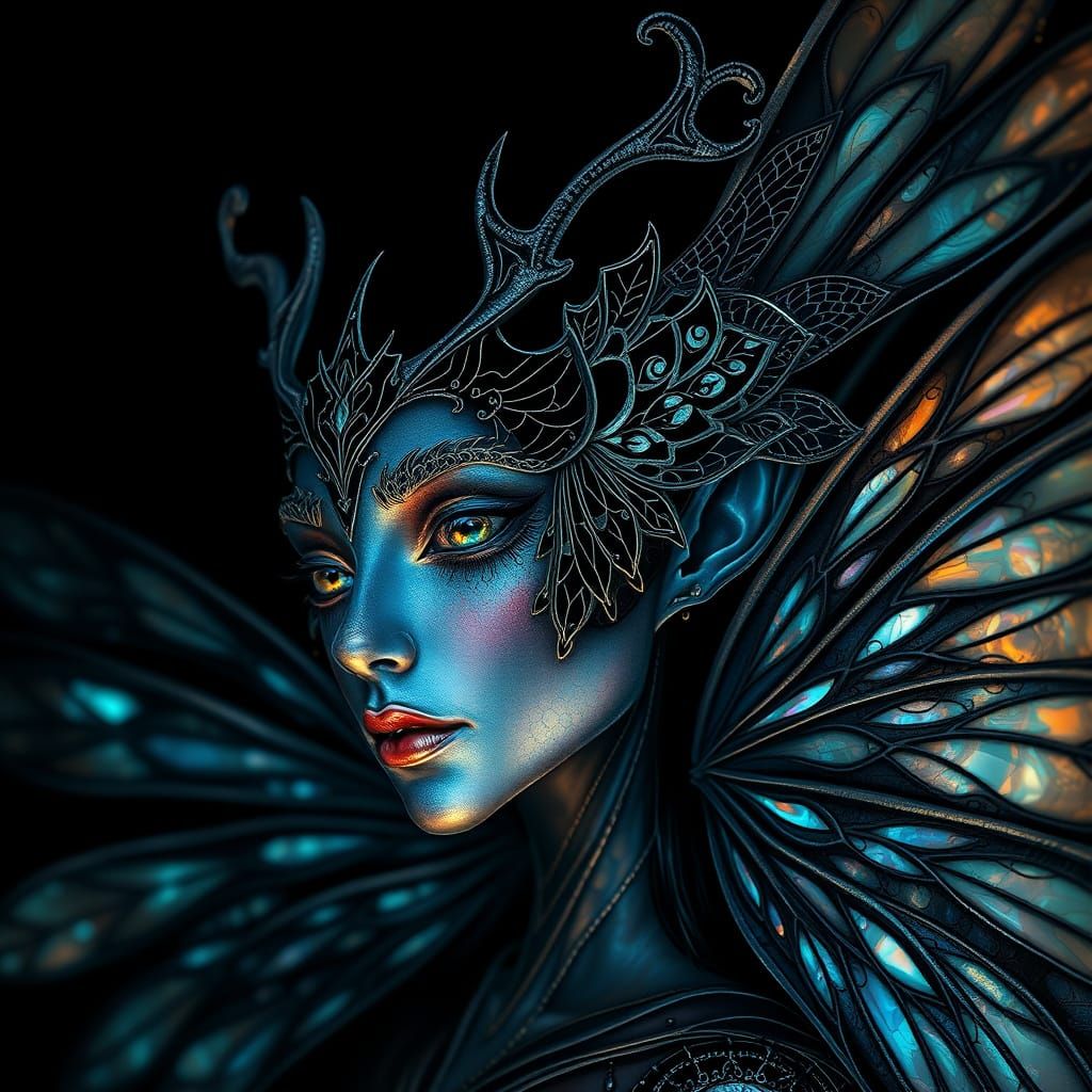 Ethereal Fairy Queen in Iridescent Mother-of-Pearl