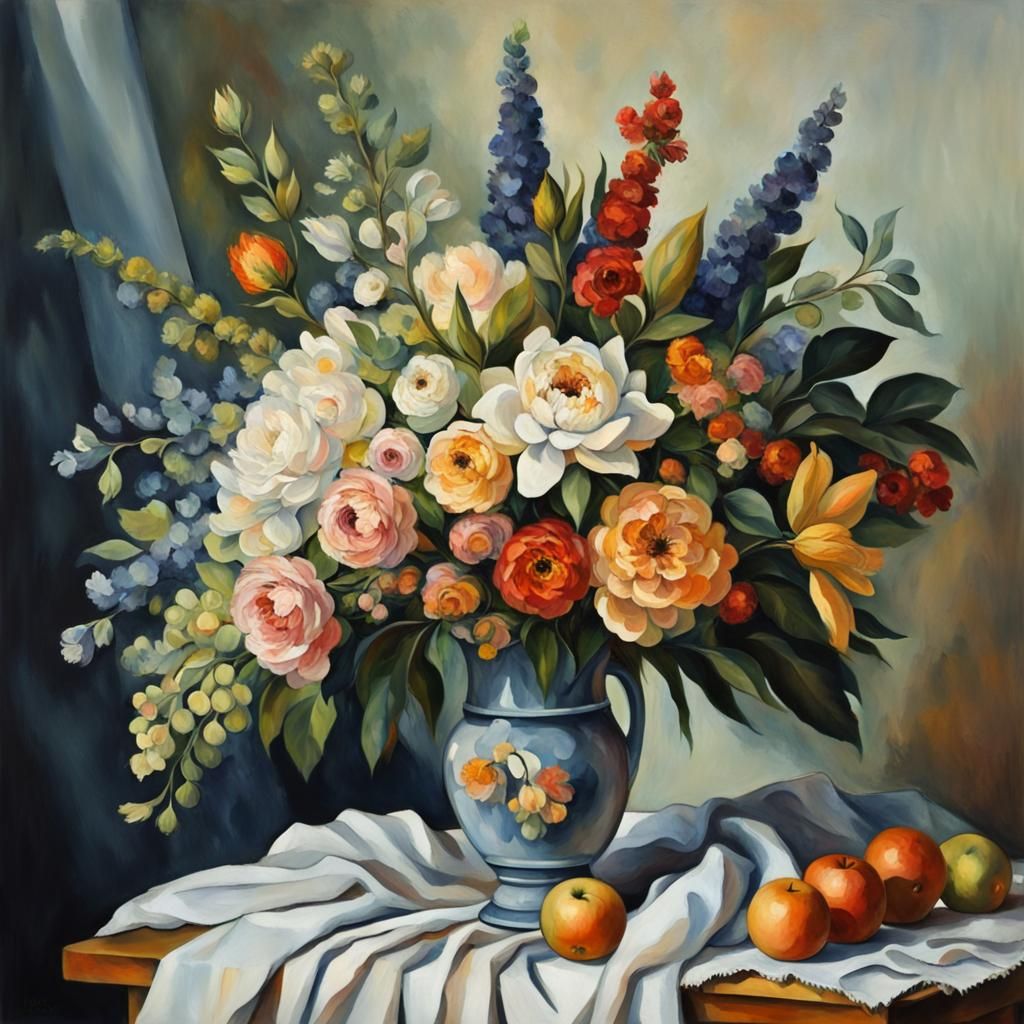Bridal Bouquet in Post-Impressionist Still Life