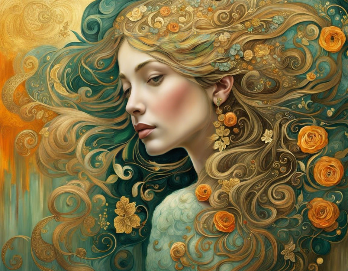 Whimsical Garden Scene in Oil Pastel Style