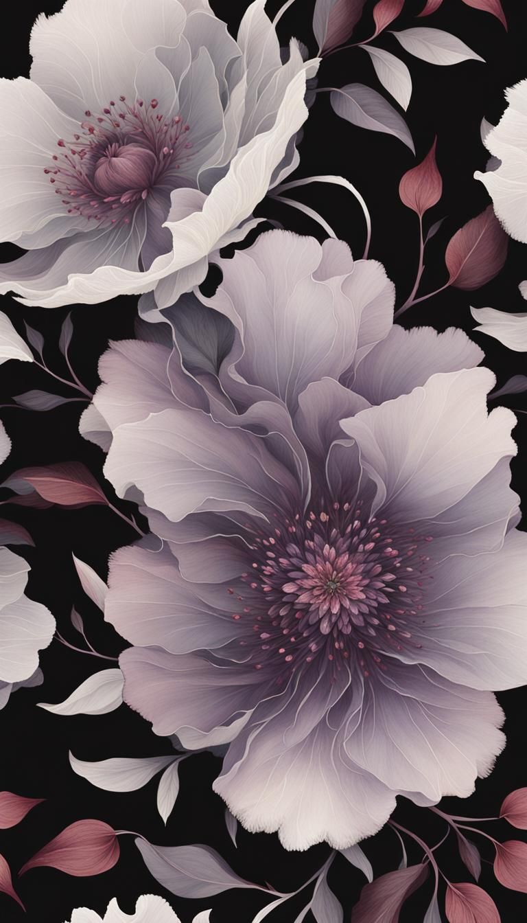 Ethereal Flowers with Silk Petals, Dreamlike Art