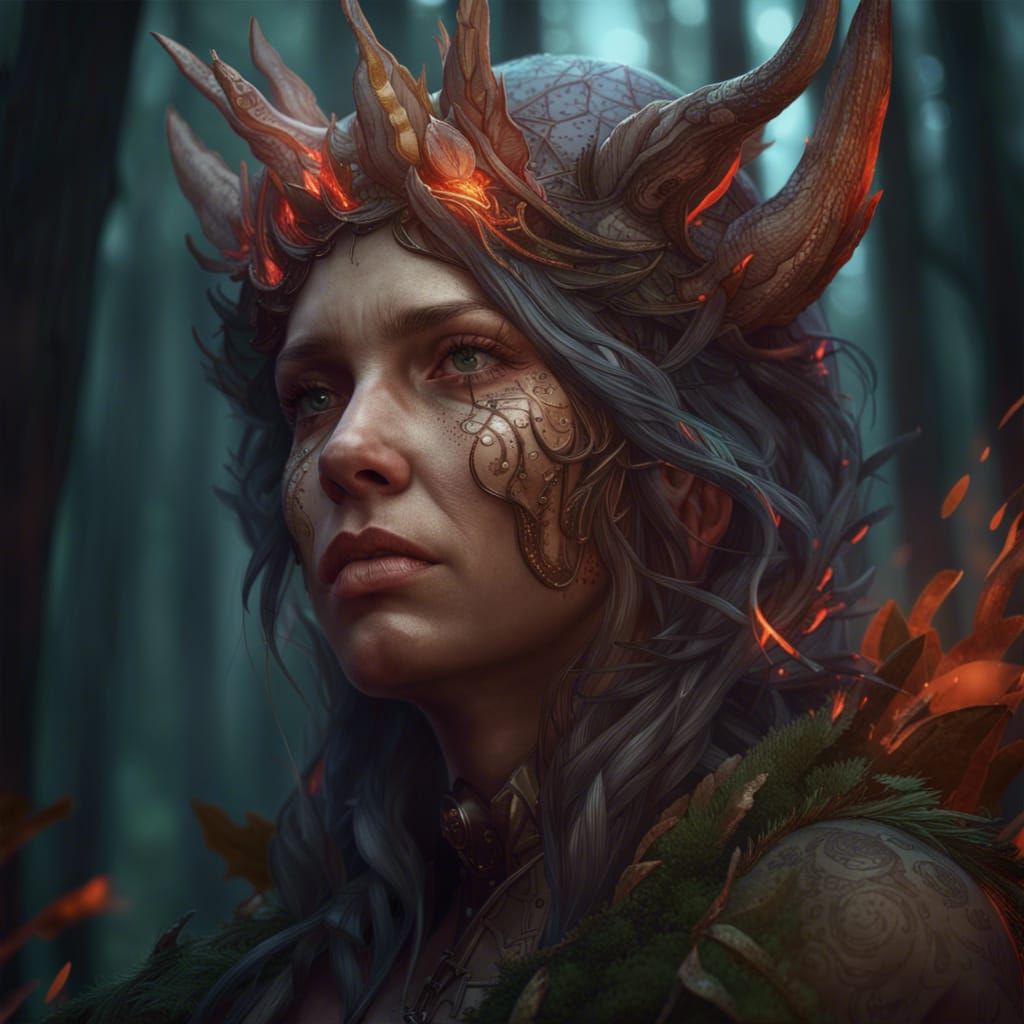 Hellish Woods Druid Portrait in Unreal Engine 5