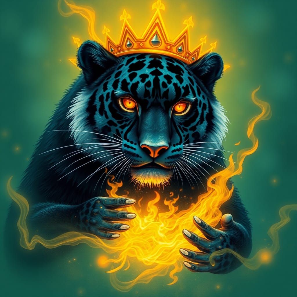 Celestial Shaman: Orange-Golden Eyes and Golden Fire